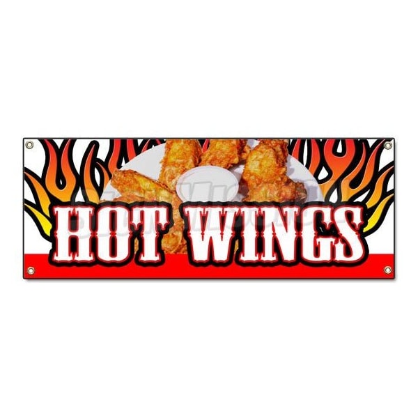 Signmission HOT WINGS BANNER SIGN buffalo spicy chicken crispy sauce hotsauce B-Hot Wings - main